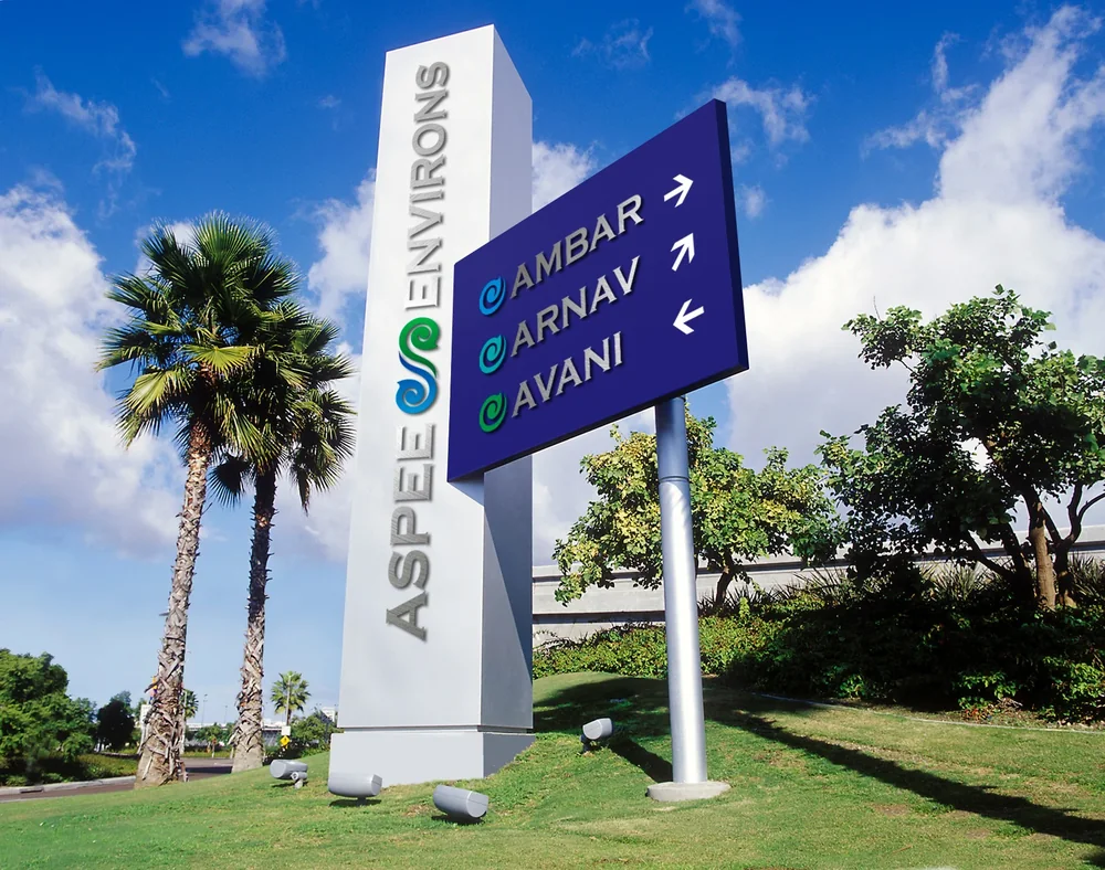 Aspee Environs wayfinding signage designed by Creative Elements