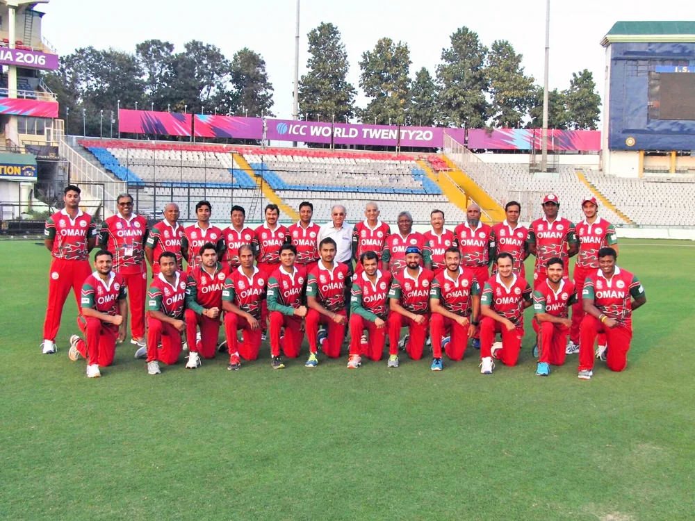 The Oman national cricket team in kit designed by Creative Elements